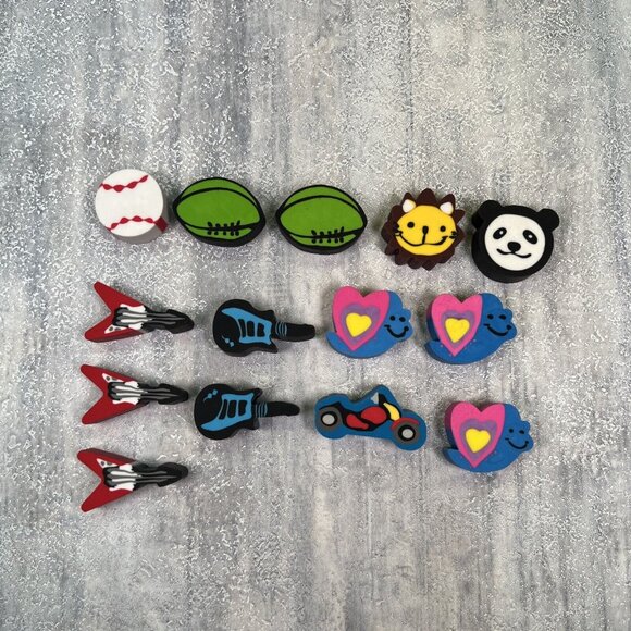 Vintage Erasers Guitar Football Baseball Lion Panda Butterfly - Picture 1 of 7